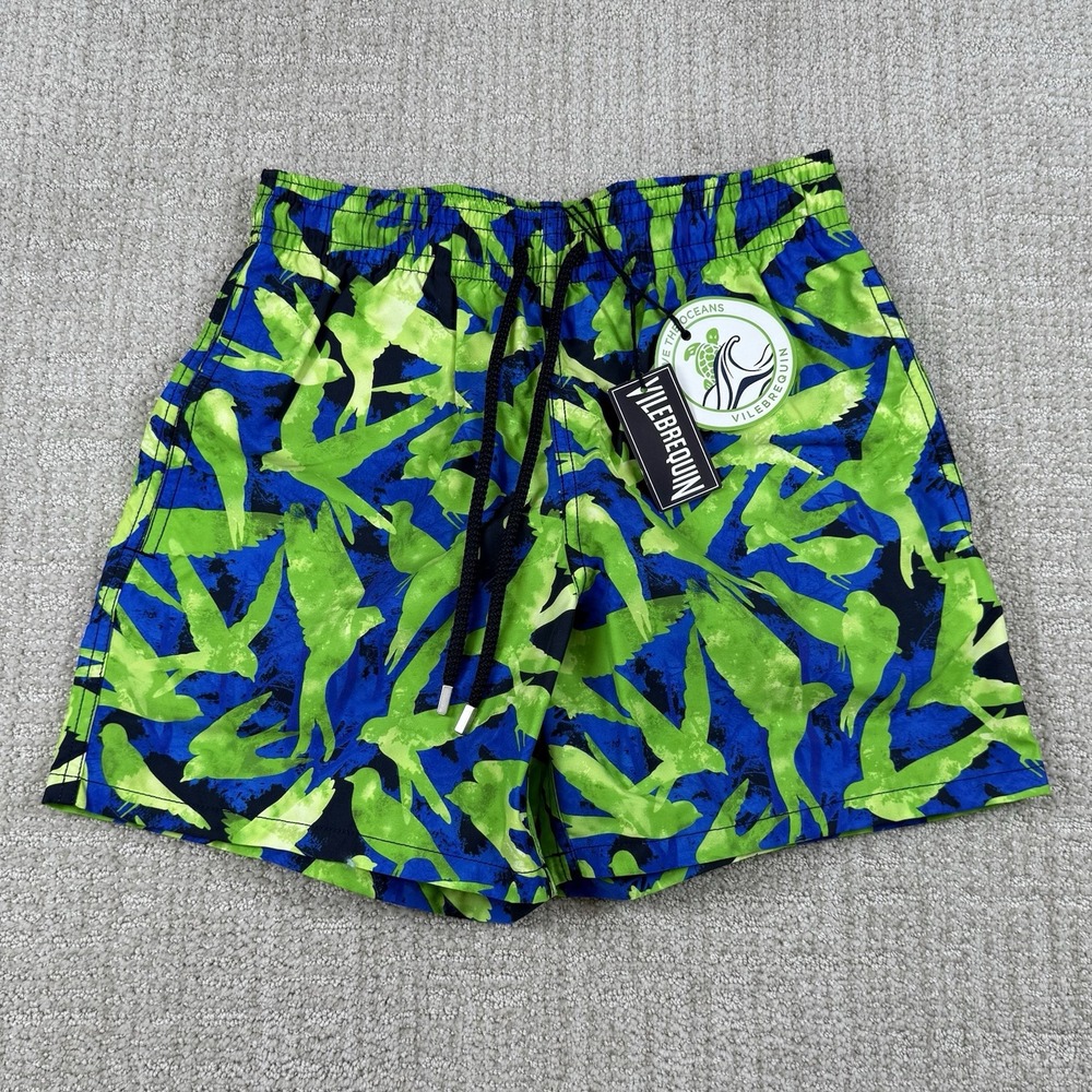 NWT Vilebrequin Men's Small Moorea Bleu Marine Mesh Lined 5" Swim Trunks Shorts